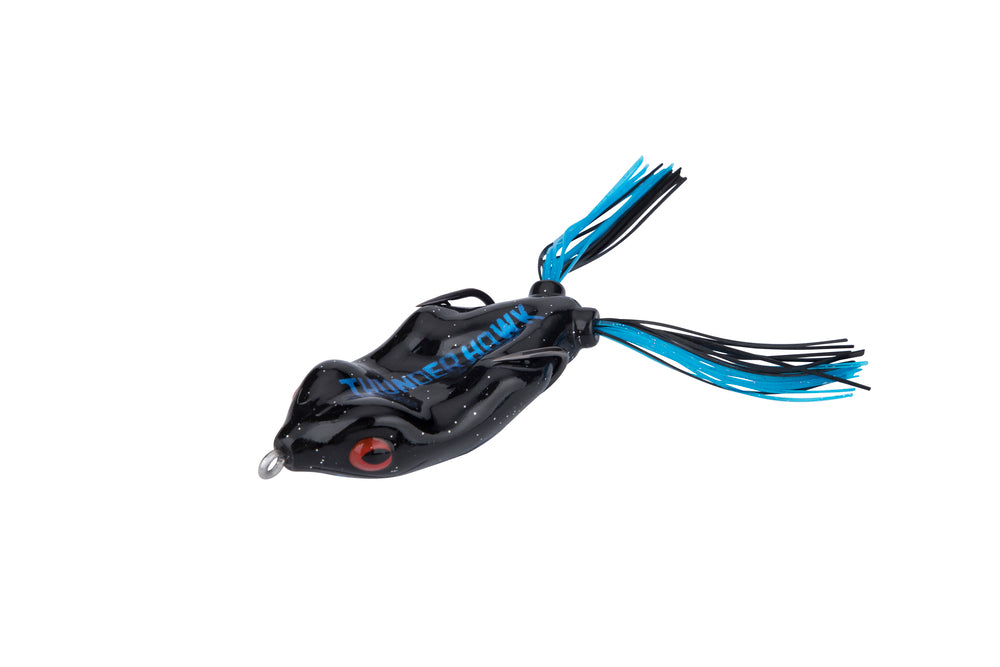 black frog fishing lure Thunderhawk Mikeys DRT Frog Black and Blue