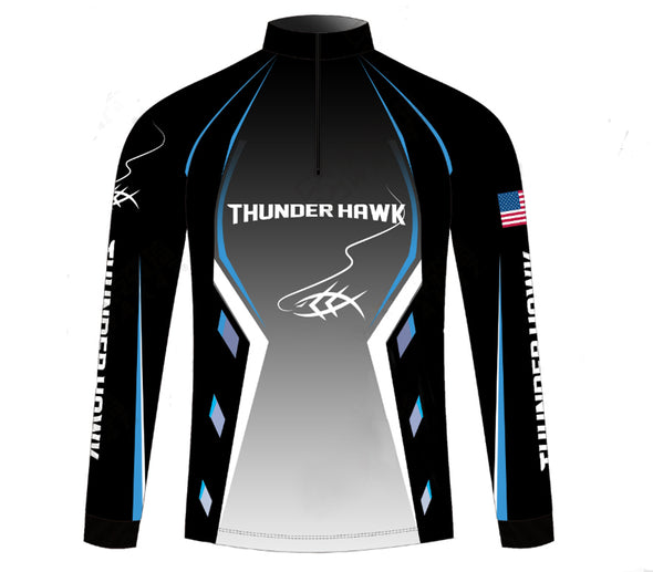 Thunderhawk Tournament Collared 1/4 zip Long Sleeve Shirt {{ burner bream{{ soft lure swimbait{{ bluegill }} }} }} - THUNDERHAWK LURES